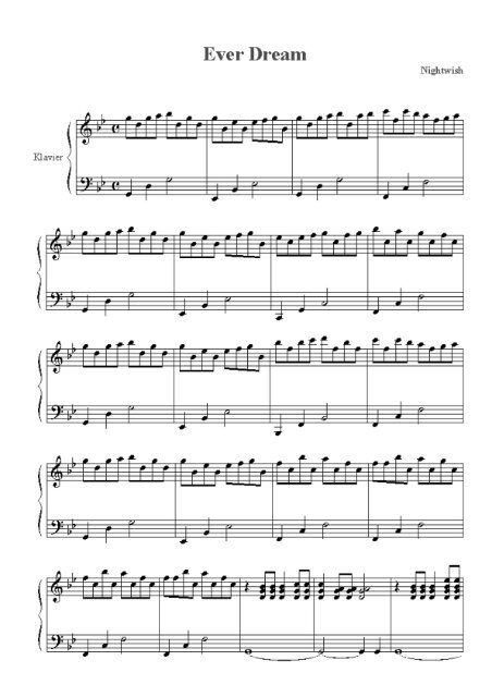 Nightwish â Ever Dream - Daily Piano Sheets