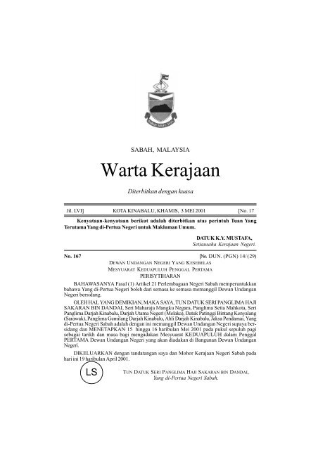 Warta Kerajaan - Sabah