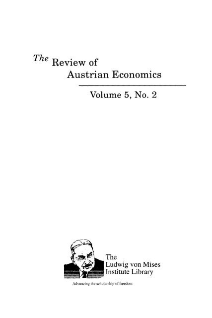 Review of Austrian Economics - The Ludwig von Mises Institute