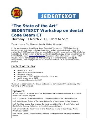 SEDENTEXCT Workshop on dental Cone Beam CT