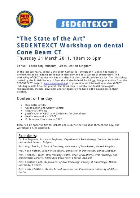 SEDENTEXCT Workshop on dental Cone Beam CT