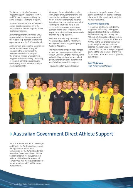 Annual Report 2010/11 - Australian Water Polo Inc