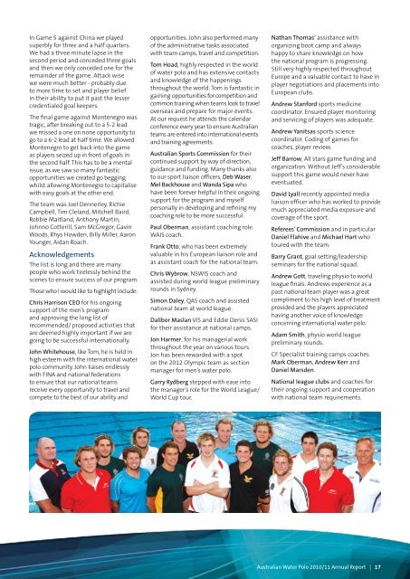 Annual Report 2010/11 - Australian Water Polo Inc