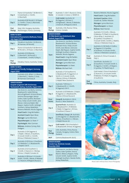 Annual Report 2010/11 - Australian Water Polo Inc