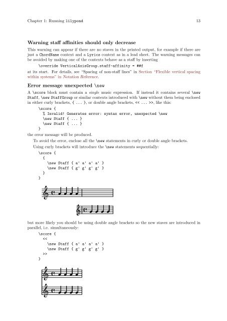 Section âTroubleshootingâ in Application Usage - LilyPond