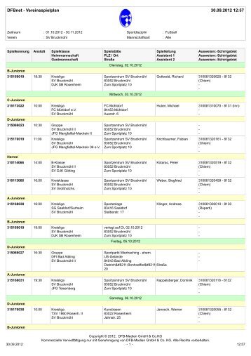 DFBnet - Vereinsspielplan 30.09.2012 12:57 - SV BruckmÃ¼hl