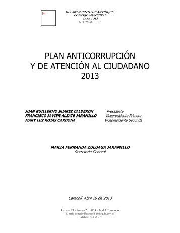 Descargar PLAN ANTICORRUPCIÓN Y DE ATENCIÓN ... - Caracolí