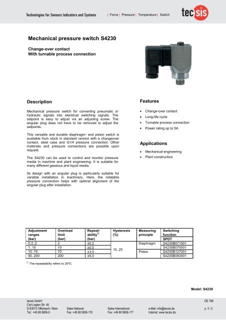 Mechanical Pressure Switch