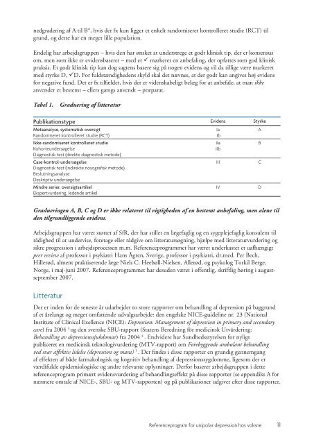 Referenceprogram for unipolar depression hos voksne