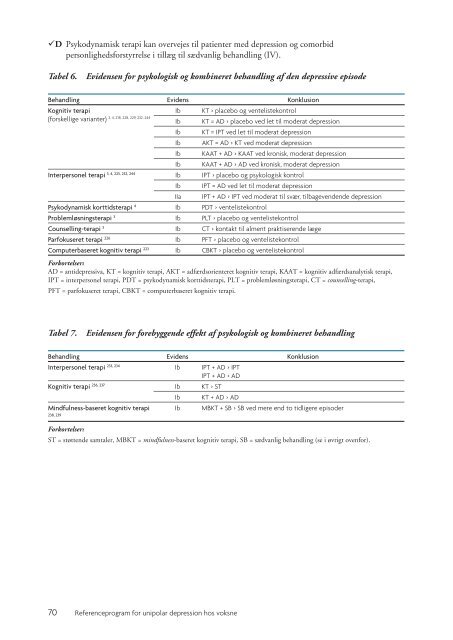 Referenceprogram for unipolar depression hos voksne