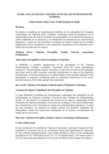 acerca de los signos y significantes de los petroglifos de vigirima