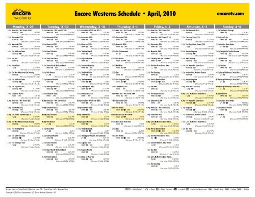 Encore Westerns Schedule - April, 2010 - Starz