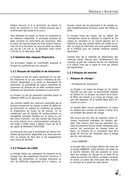 Rapport annuel 2010 - Dassault Aviation