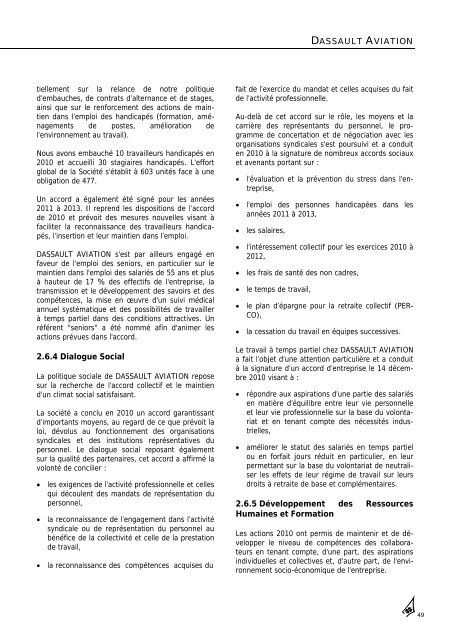 Rapport annuel 2010 - Dassault Aviation