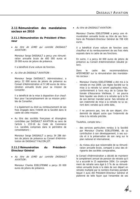 Rapport annuel 2010 - Dassault Aviation