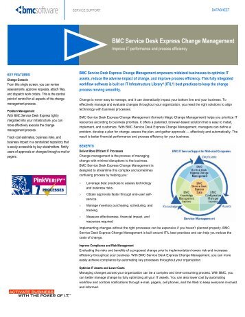 BMC Service Desk Express Change Management - RightStar