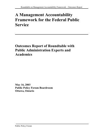 A Management Accountability Framework for the Federal Public ...