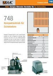 Schiebetor-Antrieb 748 FAAC. Europas führender ... - Hein Tortechnik