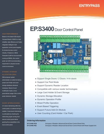 ENTRYPASS EP.S3400Door Control Panel - Bricomp Technologies ...