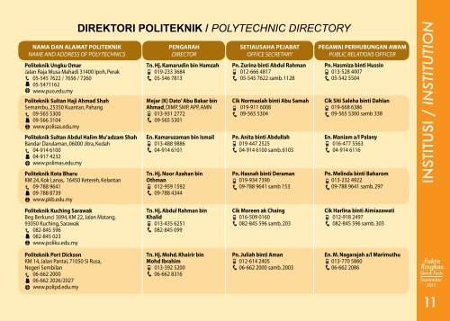 Quick Facts - Jabatan Pengajian Politeknik