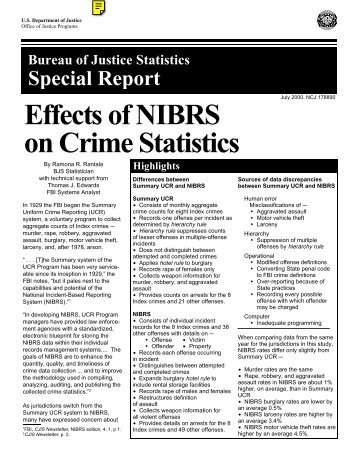 Effects of NIBRS on Crime Statistics - Bureau of Justice Statistics