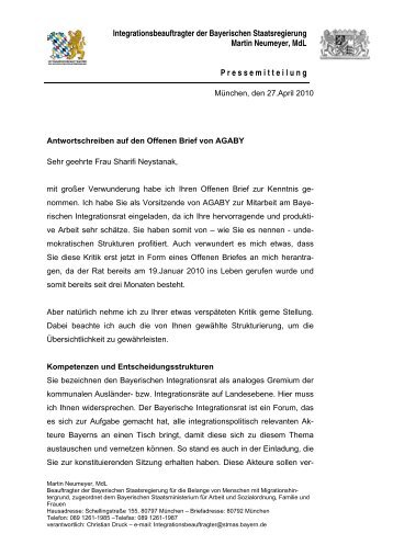 Antwort auf den Offenen Brief von AGABY zum Bayerischen ...