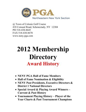 2012 Membership Directory - NE New York - PGA.com