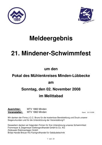 Meldeergebnis 21. Mindener-Schwimmfest - MTV 1860 Minden e.V. ...