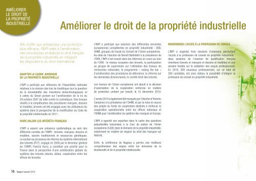 Rapport annuel 2010 - Inpi