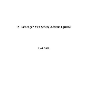 15-Passenger Van Safety Actions Update - SaferCar.gov