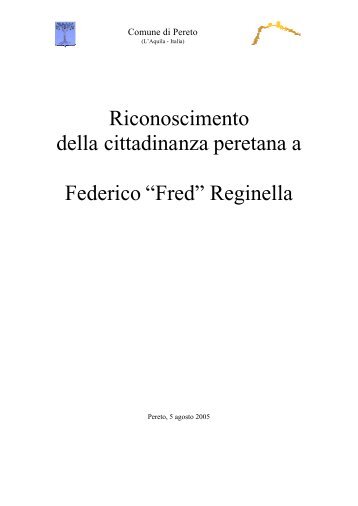 Storia della famiglia Reginella di Pereto