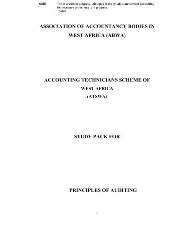 ATSWA Study Pack - Principles of Auditing - The Institute of ...