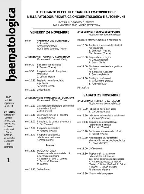 Journal of Hematology - Supplements - Haematologica