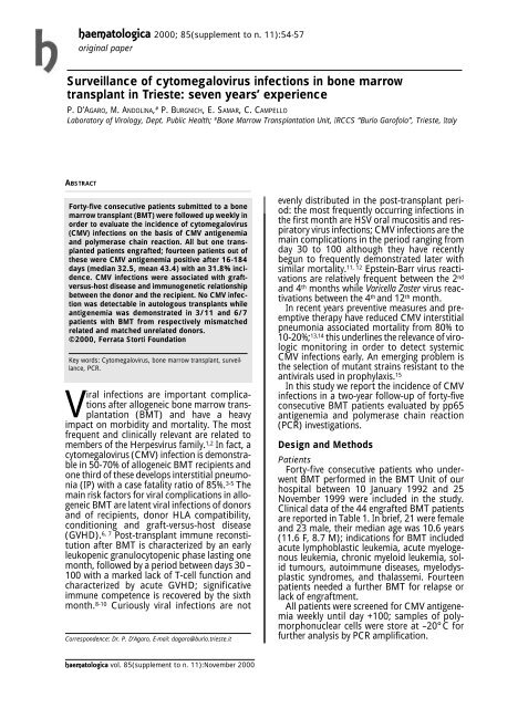 Journal of Hematology - Supplements - Haematologica