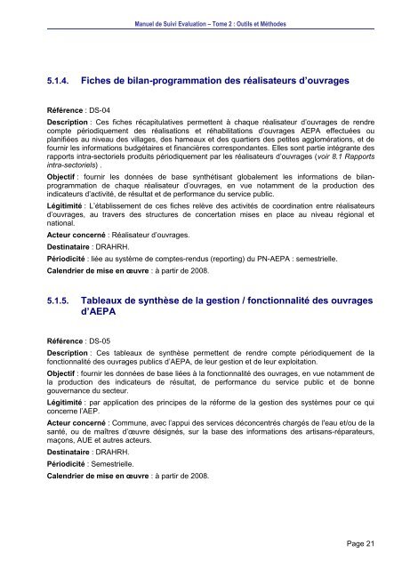 Manuel de Suivi-Evaluation Tome 2 - Portail du secteur de l'eau au ...