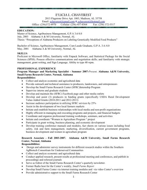 Curriculum Vitae - Alabama A&M University