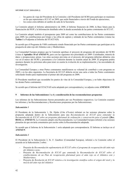 I N F O R M E del perÃ­odo bienal, 2008-09 IÂª PARTE (2008 ... - Iccat