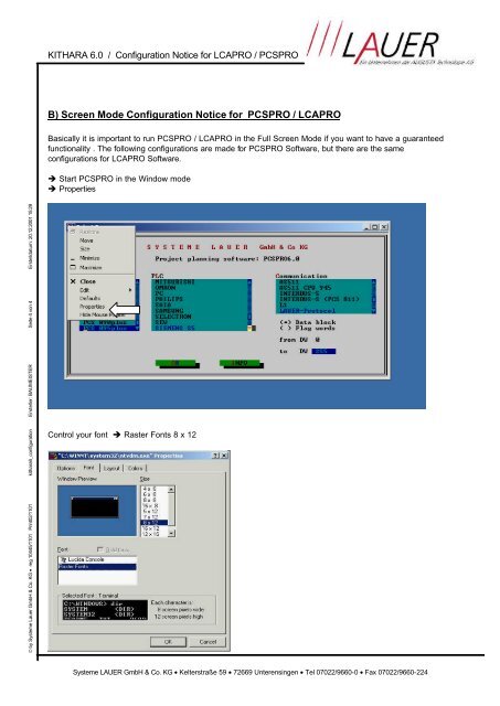 A) KITHARA DOS-ENABLER 6.0 B) Screen Mode Configuration ...