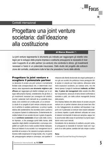 Joint venture: dall'ideazione alla costituzione - Studio Legale Riva