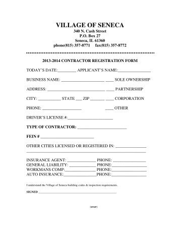 2013-14 Contractor Registration FORM.pdf - Seneca, Illinois