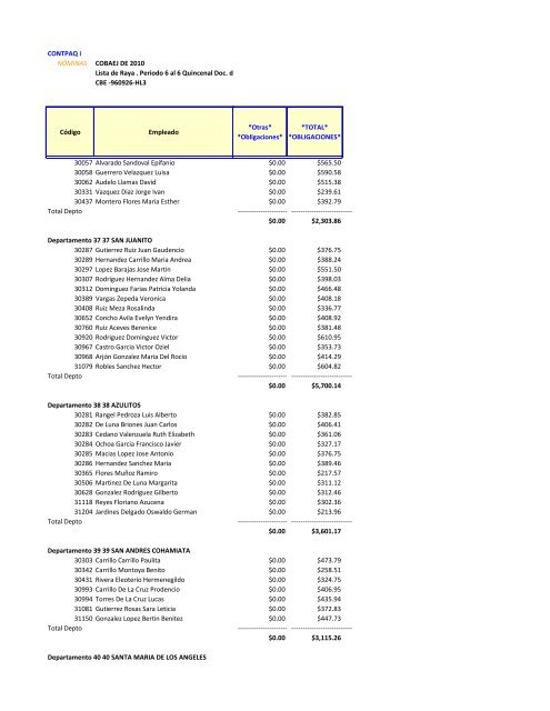 Nomina Segunda Quincena Marzo 2013 - Cobaej