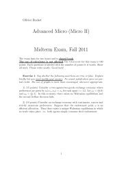 Advanced Micro (Micro II) Midterm Exam, Fall 2011