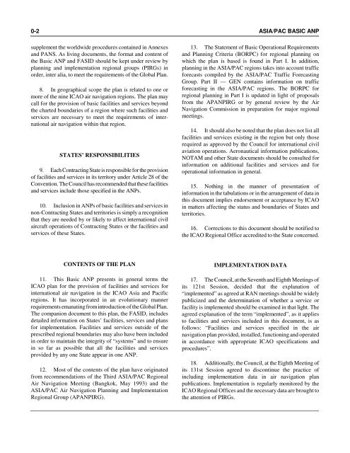 Asia and Pacific Regions AIR NAVIGATION PLAN - ICAO Public Maps