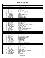 AR List - By Book Level - Falmouth Academy