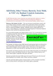 Kill Ebola, Other Viruses, Bacteria, Toxic Mold, & VOC’s by Radiant Catalytic Ionization, Reports Fry
