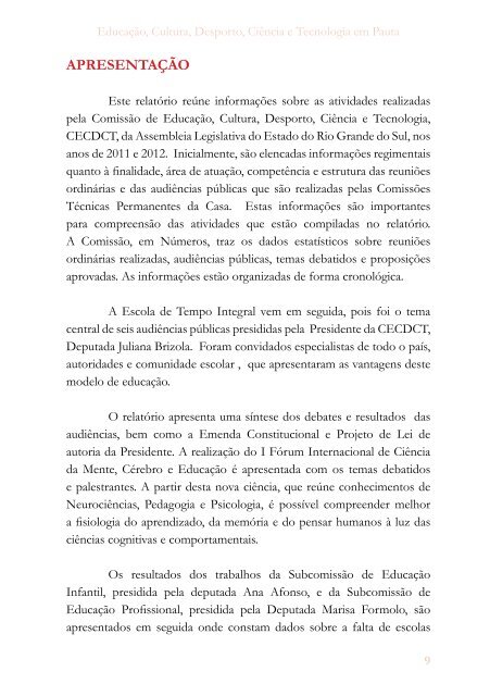 RelatÃ³rio de Atividades de 2011 e 2012 - AssemblÃ©ia Legislativa ...