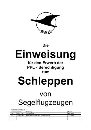 von Segelflugzeugen - Ausbildung im BWLV