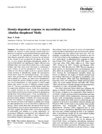 Density-dependent response to mycorrhizal infection ... - Plant Science