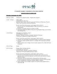 Full Program Schedule and Objectives - Pediatric Pharmacy ...
