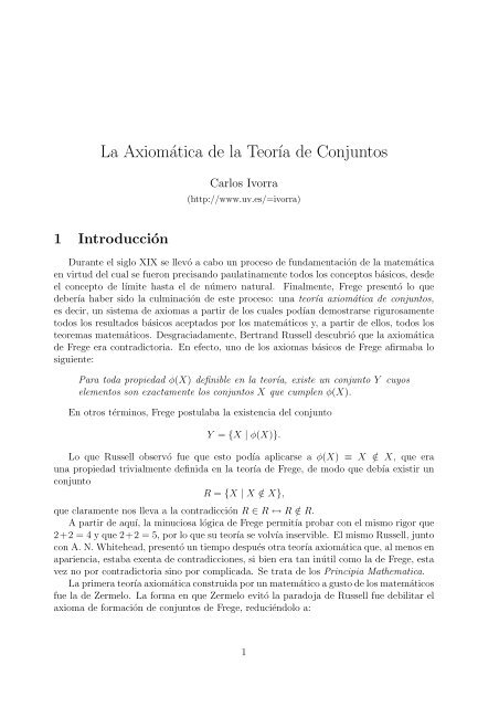 La Axiomática de la Teoría de Conjuntos